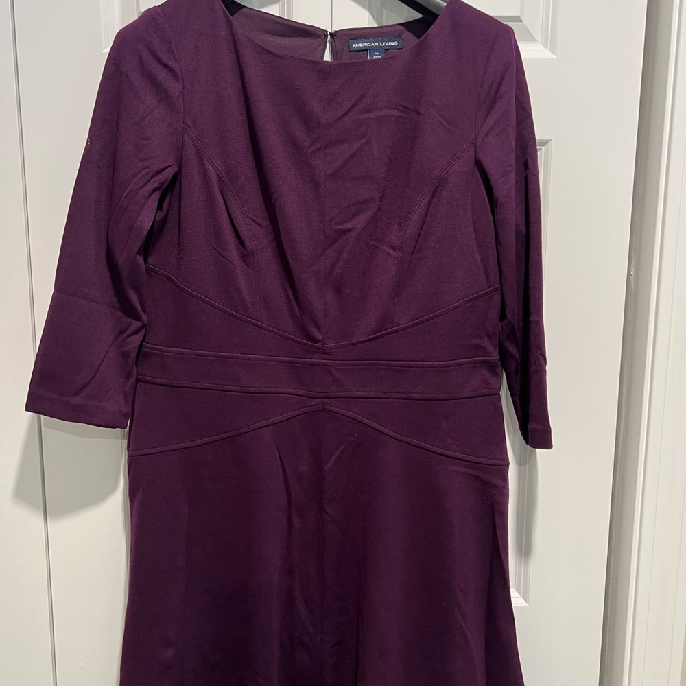 American Living Deep Plum Long Sleeve Sheath Dress